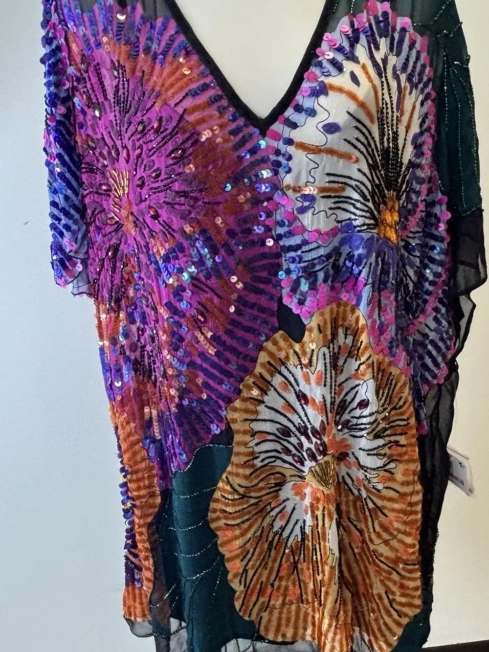 Free People Exploded Kaftan Mini-Dress Beaded - Picture 3 of 9
